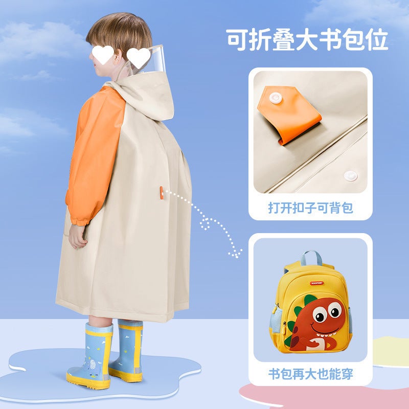 معطف مطر للأطفال بأسلوب الكلية للأطفال الكبار والصغار للذهاب إلى المدرسة مع حقائب المدرسة في جميع أنحاء الجسم - Image 4